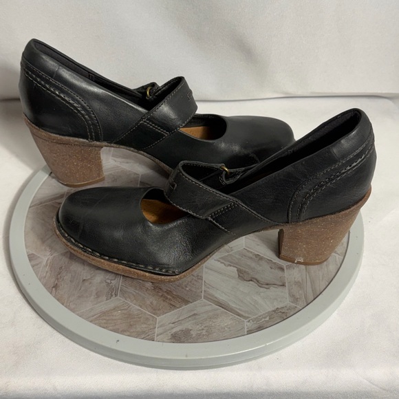 Clarks Artisan Black Leather Mary Jane Block Heel Shoes Women’s 7.5M Comfort - Picture 4 of 10